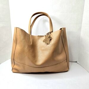 Adoratti Carryall Leather Tote. Camel/brown Color.